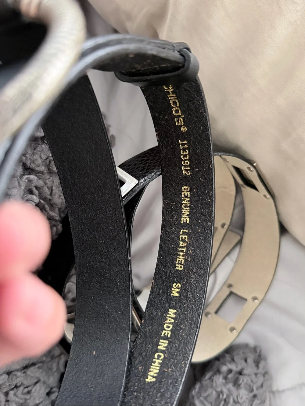 vintage Chico's black leather adjustable boho belt